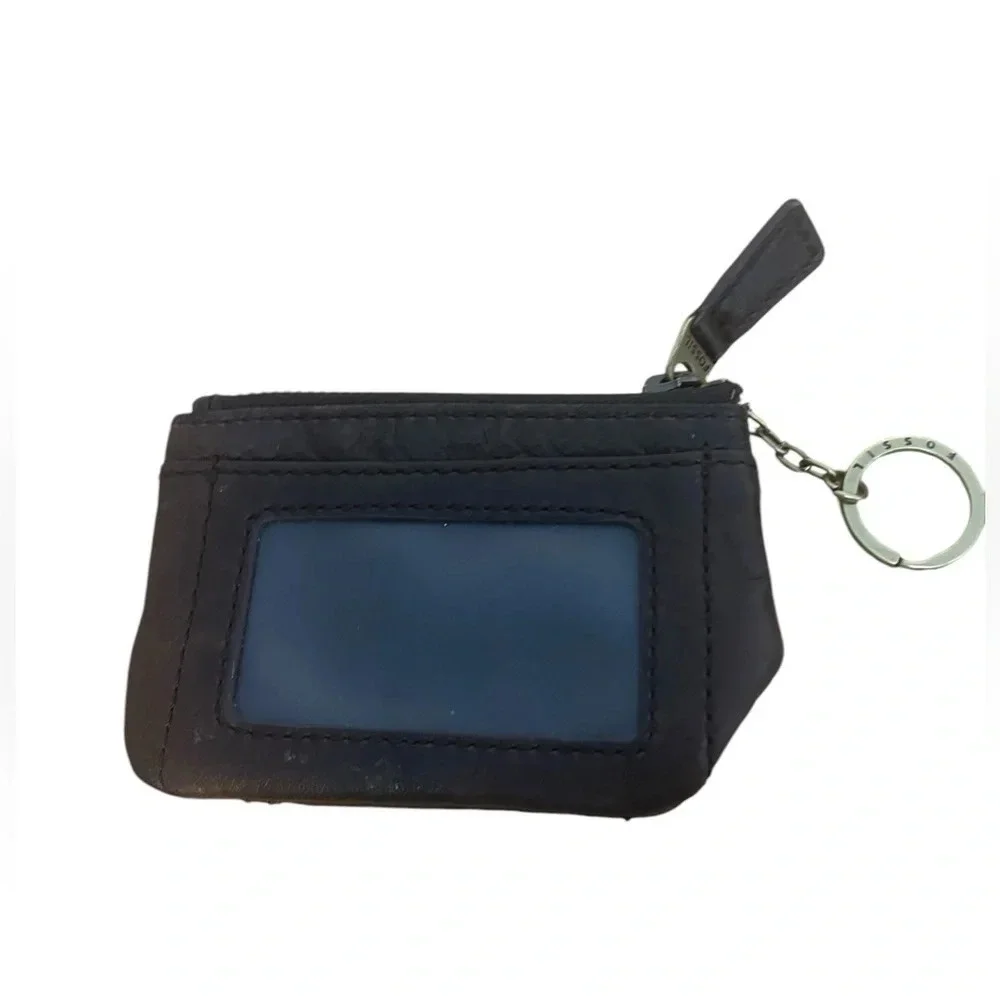 Fossil Brown Lamb Leather Coin Purse Keyring